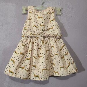 Genuine Kids Oshkosh Pink Cotton Gazelle Animal‎ Print Lined Tie Front Dress 5T
